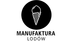 Obraz przedstawia logotyp firmy Manufaktura lodów
